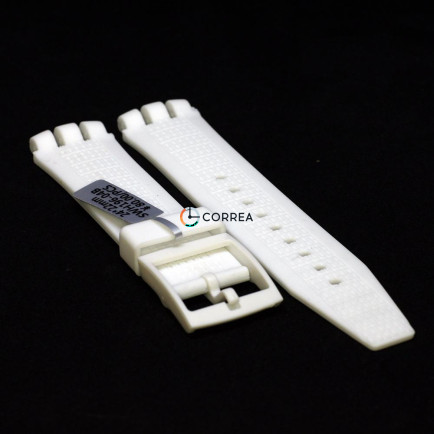 Каучуковый ремешок для часов Swatch Simply Pure белый RKS-007 - 7